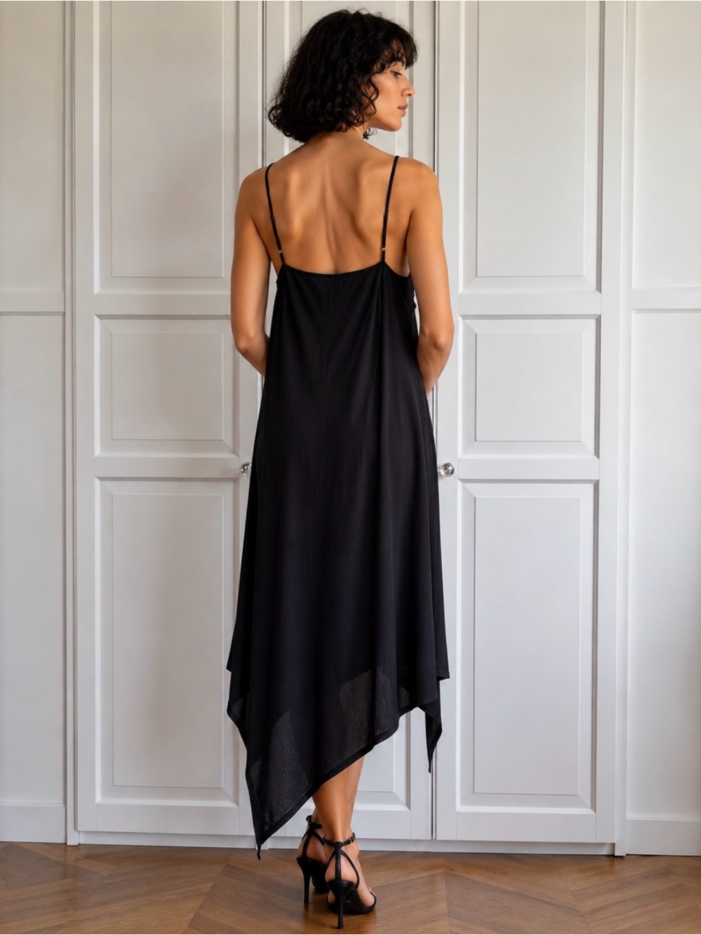 Vintage Simon Chang Asymmetrical little Black Dress formal, quiet luxury - Picture 3 of 14